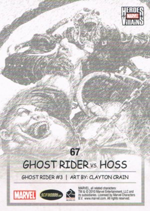 Rittenhouse Archives Marvel Heroes and Villains Base Card 67 Ghost Rider vs. Hoss