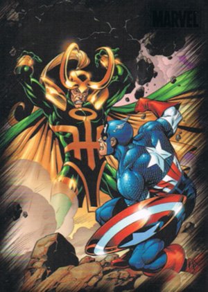 Rittenhouse Archives Marvel Heroes and Villains Base Card 70 Captain America vs. Loki