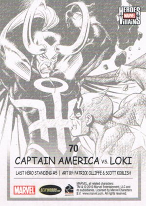 Rittenhouse Archives Marvel Heroes and Villains Base Card 70 Captain America vs. Loki