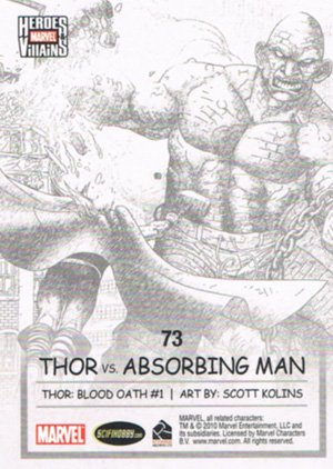 Rittenhouse Archives Marvel Heroes and Villains Base Card 73 Thor vs. Absorbing Man