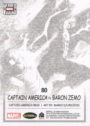 Rittenhouse Archives Marvel Heroes and Villains Base Card 80 Captain America vs. Baron Zemo