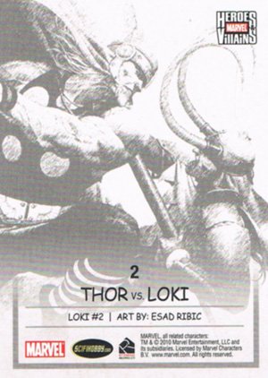 Rittenhouse Archives Marvel Heroes and Villains Parallel Card 2 Thor vs. Loki