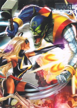 Rittenhouse Archives Marvel Heroes and Villains Parallel Card 11 Ms. Marvel vs. Skrull