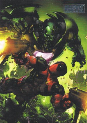 Rittenhouse Archives Marvel Heroes and Villains Parallel Card 13 Deadpool vs. Skrull
