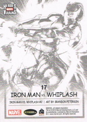 Rittenhouse Archives Marvel Heroes and Villains Parallel Card 17 Iron Man vs. Whiplash