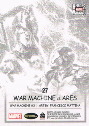 Rittenhouse Archives Marvel Heroes and Villains Parallel Card 27 War Machine vs. Ares