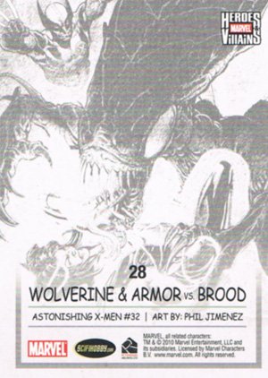 Rittenhouse Archives Marvel Heroes and Villains Parallel Card 28 Wolverine & Armor vs. Brood