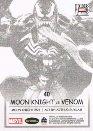 Rittenhouse Archives Marvel Heroes and Villains Parallel Card 40 Moon Knight vs. Venom