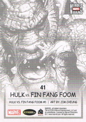 Rittenhouse Archives Marvel Heroes and Villains Parallel Card 41 Hulk vs. Fin Fang Foom