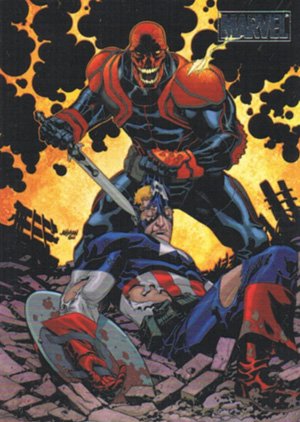 Rittenhouse Archives Marvel Heroes and Villains Parallel Card 50 Captain America vs. Red Skull