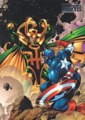 Rittenhouse Archives Marvel Heroes and Villains Parallel Card 70 Captain America vs. Loki