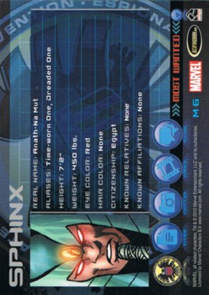 Rittenhouse Archives Marvel Heroes and Villains Most Wanted Card M6 Sphinx