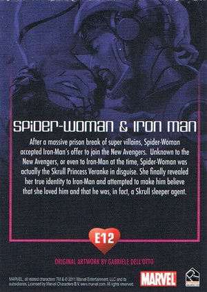 Rittenhouse Archives Marvel Dangerous Divas Embrace Foil Card E12 Spider-Woman & Iron Man
