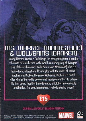 Rittenhouse Archives Marvel Dangerous Divas Embrace Foil Card E15 Ms. Marvel (Moonstone) & Wolverine (Draken)