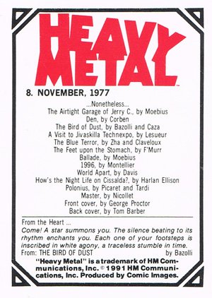 Comic Images Heavy Metal Base Card 8 November, 1977