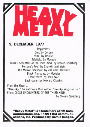 Comic Images Heavy Metal Base Card 9 December, 1977