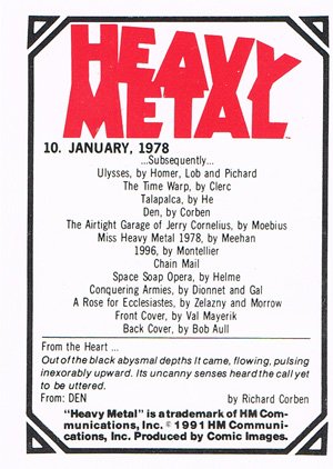 Comic Images Heavy Metal Base Card 10 January, 1978