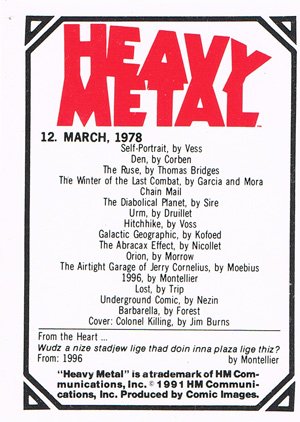 Comic Images Heavy Metal Base Card 12 March, 1978