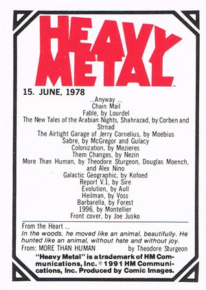 Comic Images Heavy Metal Base Card 15 June, 1978