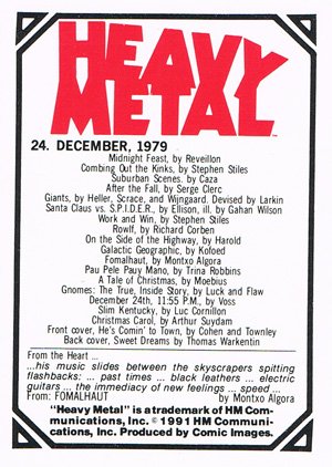 Comic Images Heavy Metal Base Card 24 December, 1979