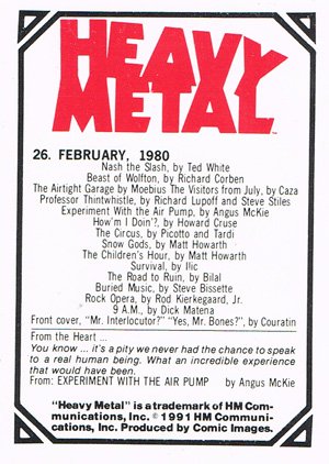 Comic Images Heavy Metal Base Card 26 February, 1980