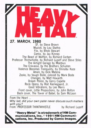 Comic Images Heavy Metal Base Card 27 March, 1980