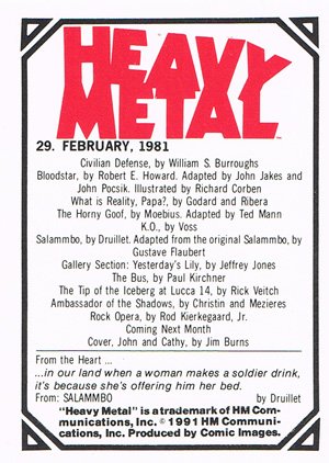 Comic Images Heavy Metal Base Card 29 February, 1981