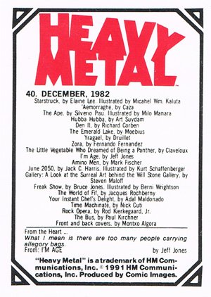 Comic Images Heavy Metal Base Card 40 December, 1982