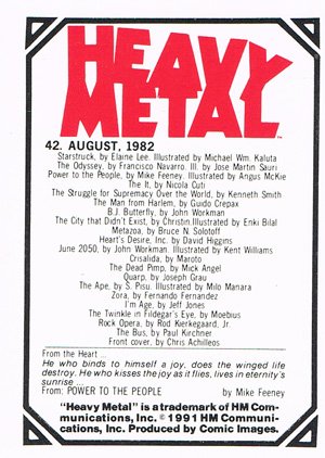 Comic Images Heavy Metal Base Card 42 April, 1983