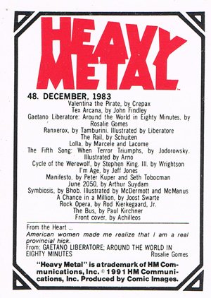 Comic Images Heavy Metal Base Card 48 December, 1983