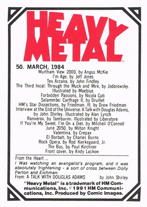 Comic Images Heavy Metal Base Card 50 March, 1984