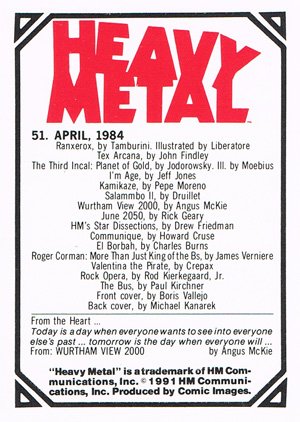 Comic Images Heavy Metal Base Card 51 April, 1984