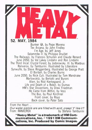 Comic Images Heavy Metal Base Card 52 May, 1984