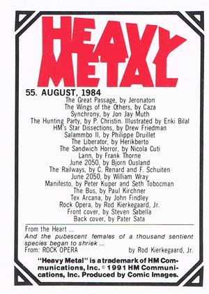 Comic Images Heavy Metal Base Card 55 August, 1984