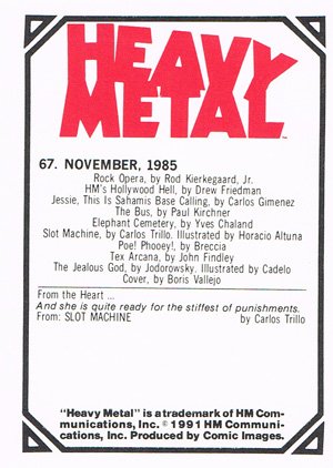 Comic Images Heavy Metal Base Card 67 November, 1985