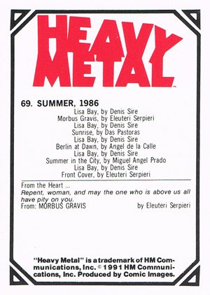 Comic Images Heavy Metal Base Card 69 Summer, 1986