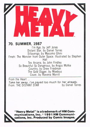 Comic Images Heavy Metal Base Card 70 Summer, 1987