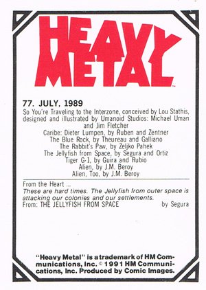 Comic Images Heavy Metal Base Card 77 July, 1989