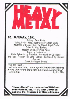 Comic Images Heavy Metal Base Card 86 January, 1991