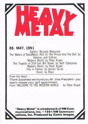 Comic Images Heavy Metal Base Card 88 May, 1991