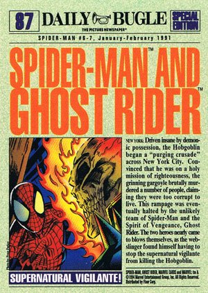 Fleer The Amazing Spider-Man Base Card 87 Spider-Man & Ghost Rider