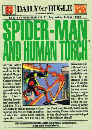 Fleer The Amazing Spider-Man Base Card 93 Spider-Man & Human Torch