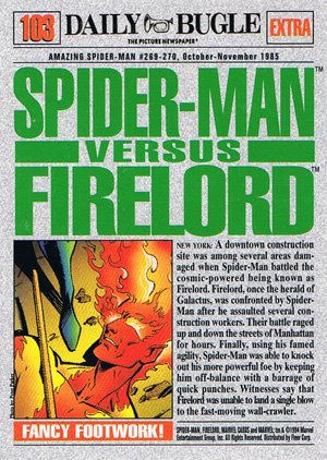 Fleer The Amazing Spider-Man Base Card 103 Spider-Man vs. Firelord