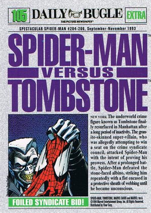 Fleer The Amazing Spider-Man Base Card 105 Spider-Man vs. Tombstone