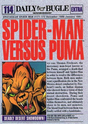 Fleer The Amazing Spider-Man Base Card 114 Spider-Man vs. Puma