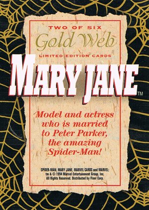Fleer The Amazing Spider-Man Jumbo Gold-Web Foils two Mary Jane