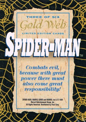 Fleer The Amazing Spider-Man Jumbo Gold-Web Foils three Spider-Man