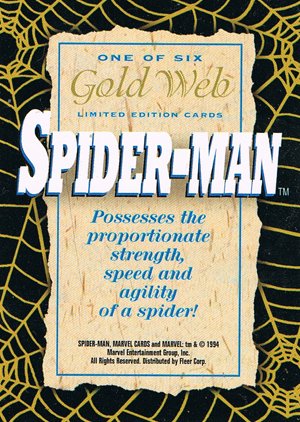 Fleer The Amazing Spider-Man Wal-Mart Gold-Web Foils one Spider-Man