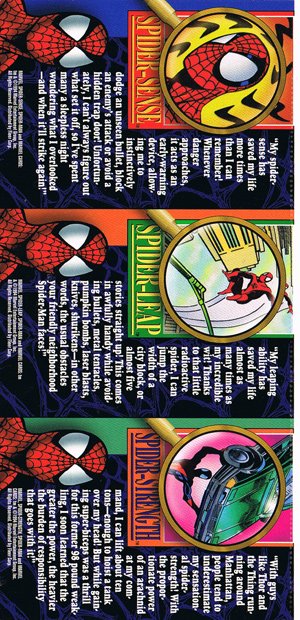Fleer The Amazing Spider-Man Promos  Spider-Strength / Spider-Leap / Spider-Sense (3-card panel)