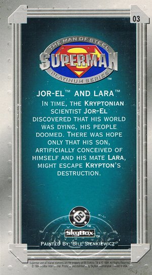 SkyBox Superman: The Man of Steel - Premium Edition Base Card 3 Jor-El and Lara